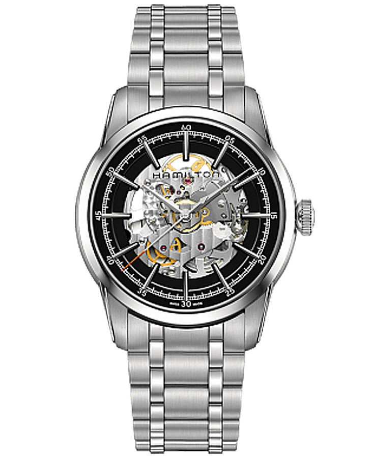 Часы Hamilton American Classic RailRoad Skeleton Auto H40655131 — мужские, черный