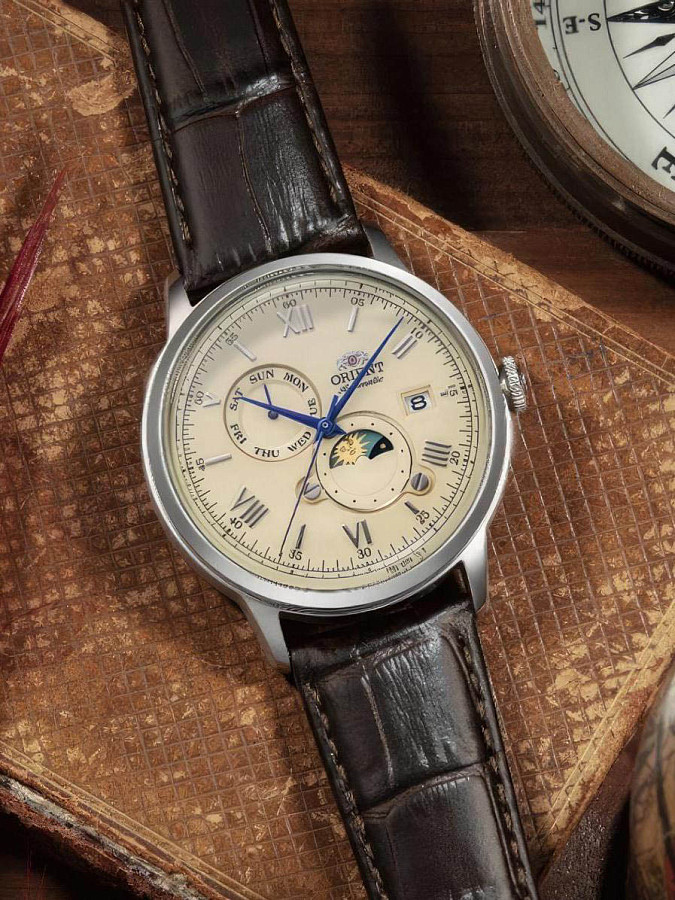 Часы Orient Sun & Moon RA-AK0803Y (RN-AK0803Y) — мужские, кожаный