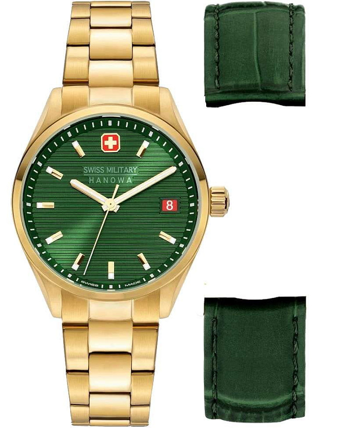 Часы Swiss Military Hanowa Roadrunner SMWGH2200112-SET — зеленый, металл сталь