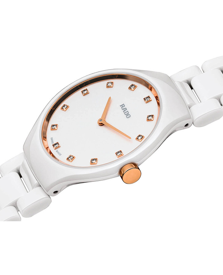 Часы Rado True Thinline Diamonds R27958722 — кварцевые, керамика сталь металл