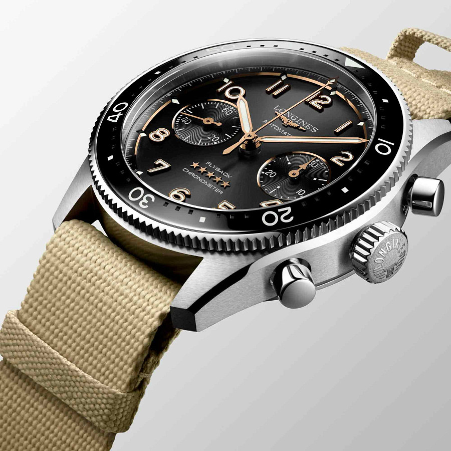Часы Longines Spirit L3.821.4.53.9 — мужские, тканевый
