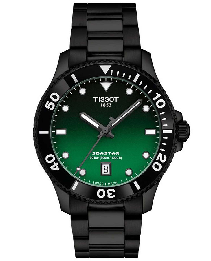 Часы Tissot Seastar 1000 Quartz 40mm T120.410.33.091.00 — мужские, зеленый