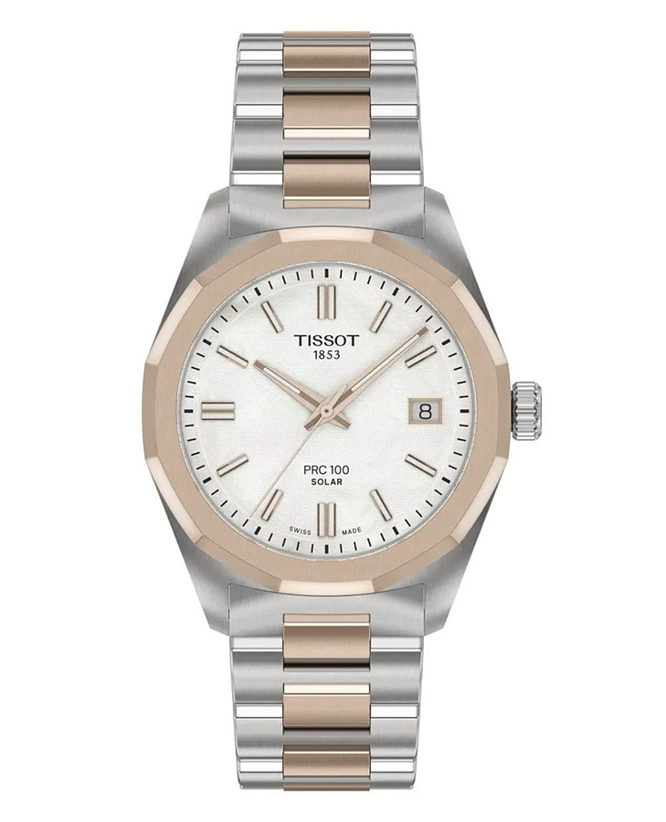 Часы Tissot PRC 100 Solar Quartz 34mm T151.822.22.111.00 — женские, белый