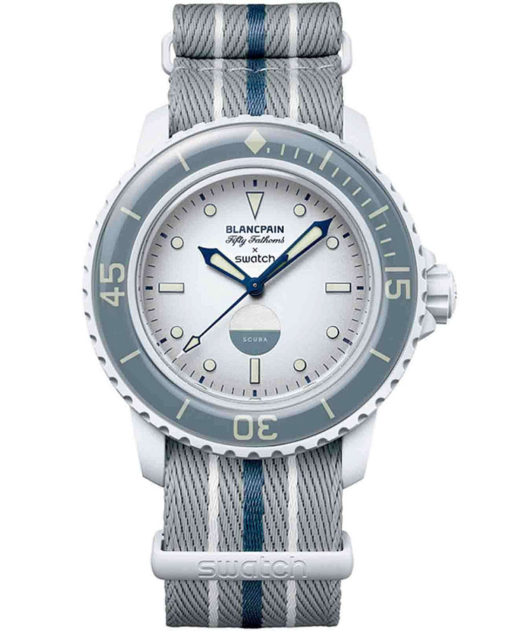 Часы Swatch x Blancpain Antarctic ocean SO35S100 — мужские, серый