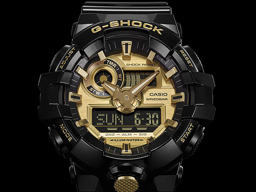 Часы Casio G-Shock GA-710GB-1A — мужские, полимер