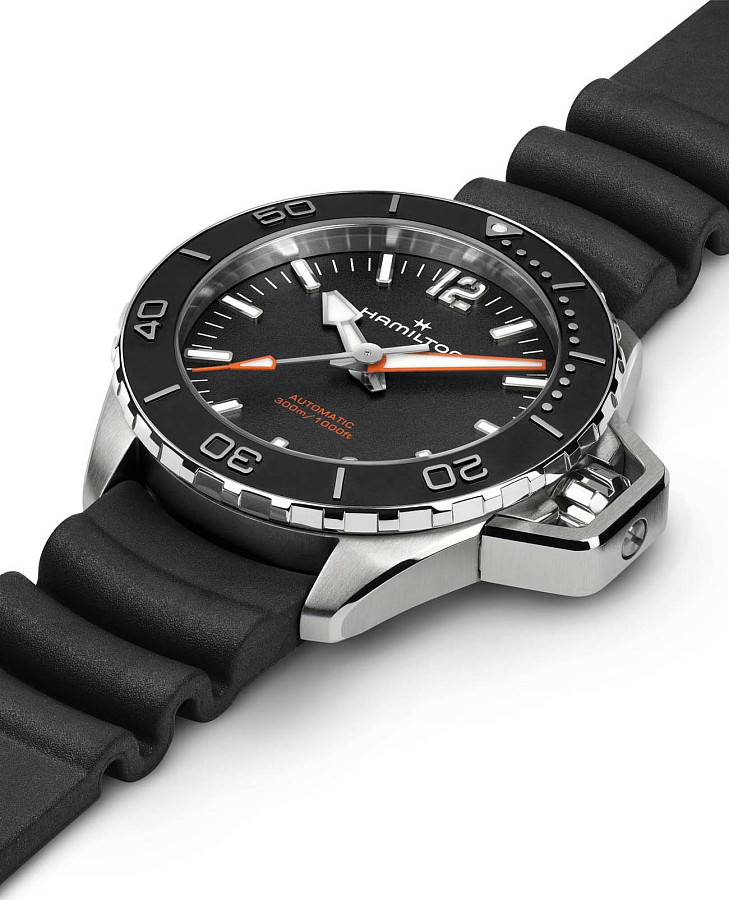 Часы Hamilton Khaki Navy Frogman Auto H77455330 — черный, сталь металл