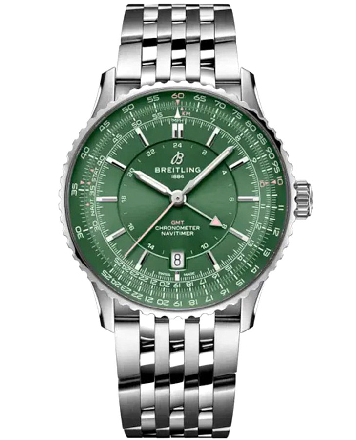 Часы Breitling Navitimer Automatic GMT 41 A323102A1L1A1 — мужские, зеленый