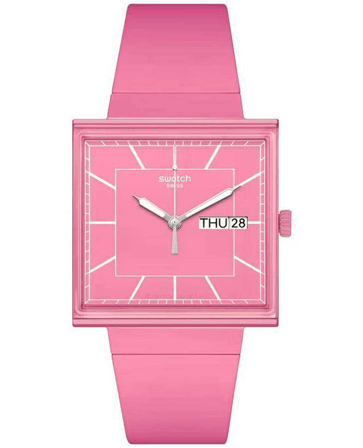 Часы Swatch Square Bioceramic Standard SO34P700 — женские, розовый