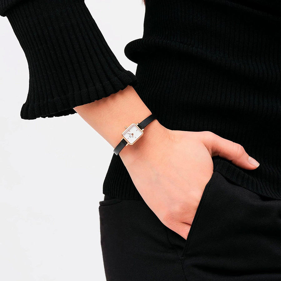 Часы Daniel Wellington Quadro Mini Sheffield Rose Gold DW00100728 — кожаный, женские