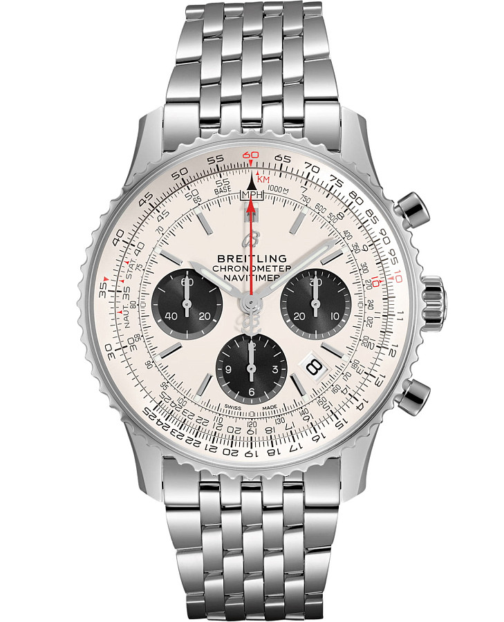 Часы Breitling Navitimer B01 Chronograph 43 AB0121211G1A1 — мужские, белый