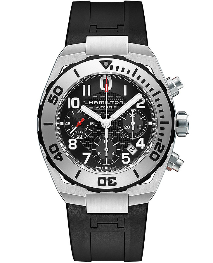 Часы Hamilton Khaki Navy Sub Auto Chrono H78716333 — мужские, черный