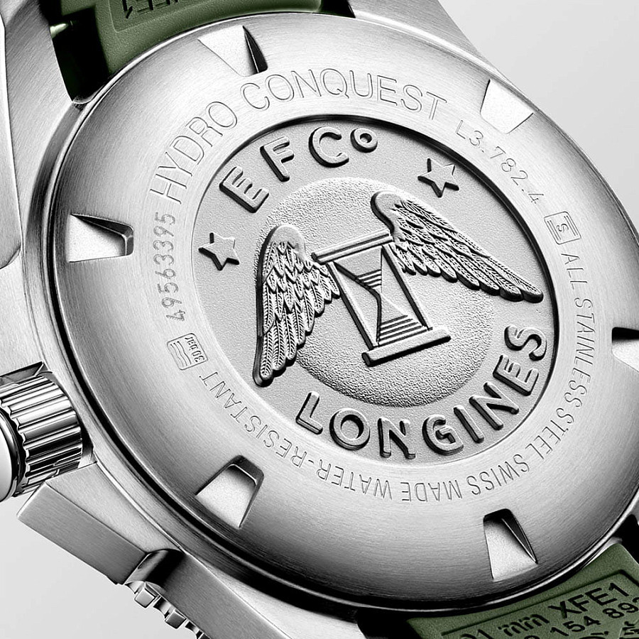 Часы Longines HydroConquest L3.782.4.06.9 — зеленый, металл сталь керамика