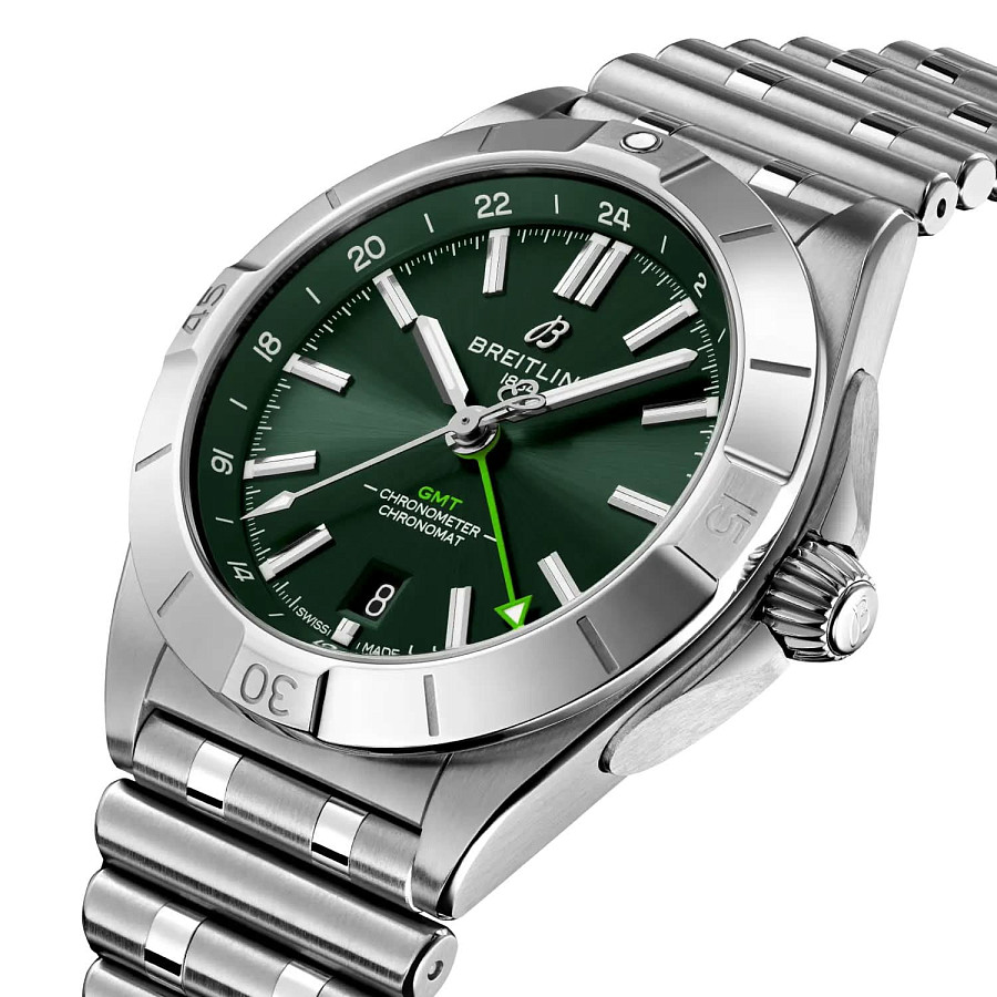 Часы Breitling Chronomat Automatic GMT 40 mm P323981A1L1A1 — механические, платина металл сталь