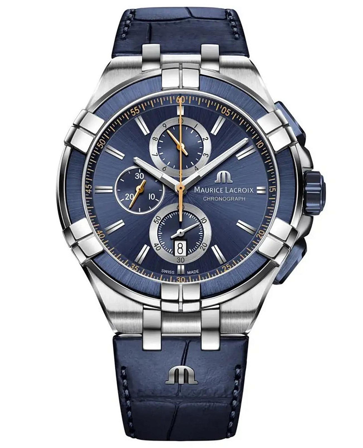 Часы Maurice Lacroix Aikon Chronograph AI1018-SS001-432-4 — мужские, синий