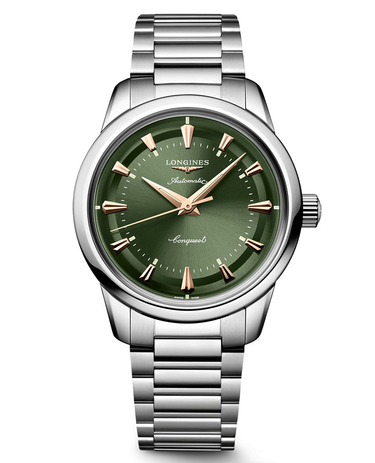 Часы Longines Conquest Heritage L1.649.4.02.6 — мужские, зеленый