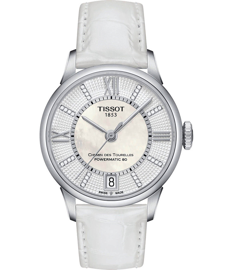 Часы Tissot Chemin des Tourelles Powermatic 80 Lady T099.207.16.116.00 — женские, белый