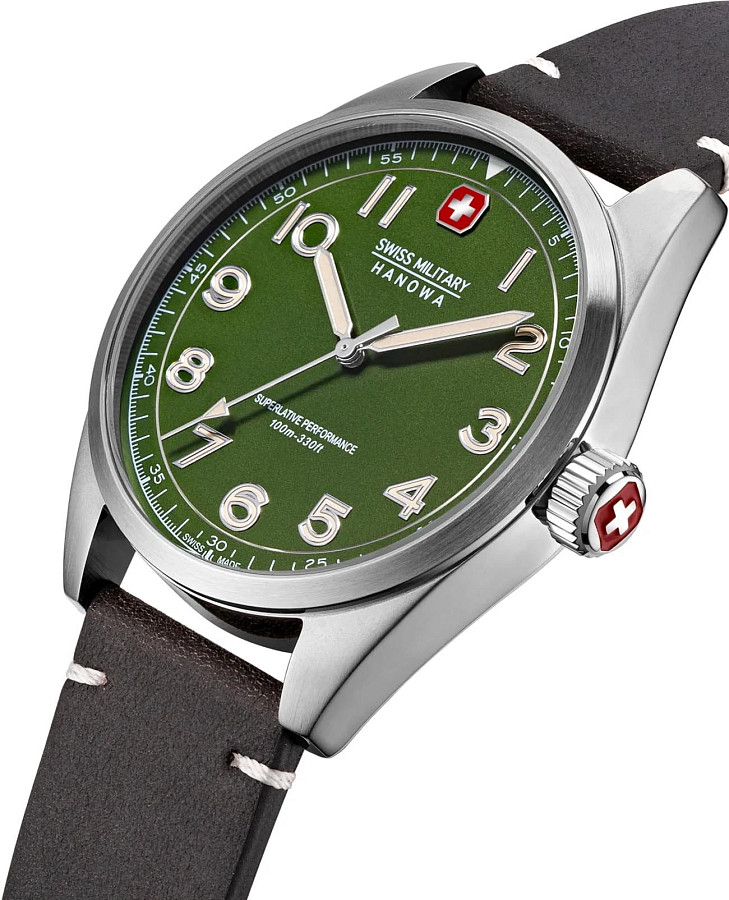 Часы Swiss Military Hanowa Falcon SMWGA2100404 — мужские, кожаный
