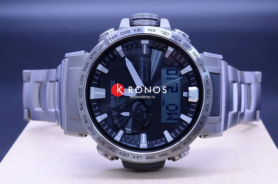 Часы Casio Pro Trek PRW-60T-7A — мужские, титановый