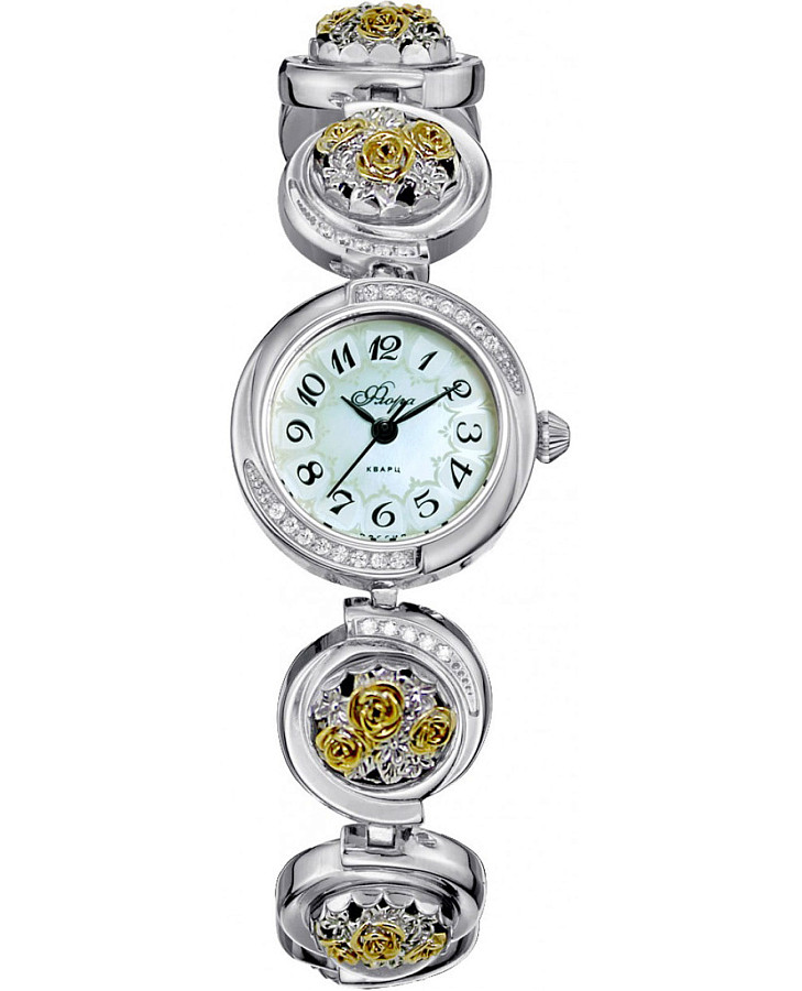 Часы УЧЗ Flora 1138S1-B6B1 Букет-1 — женские, перламутровый
