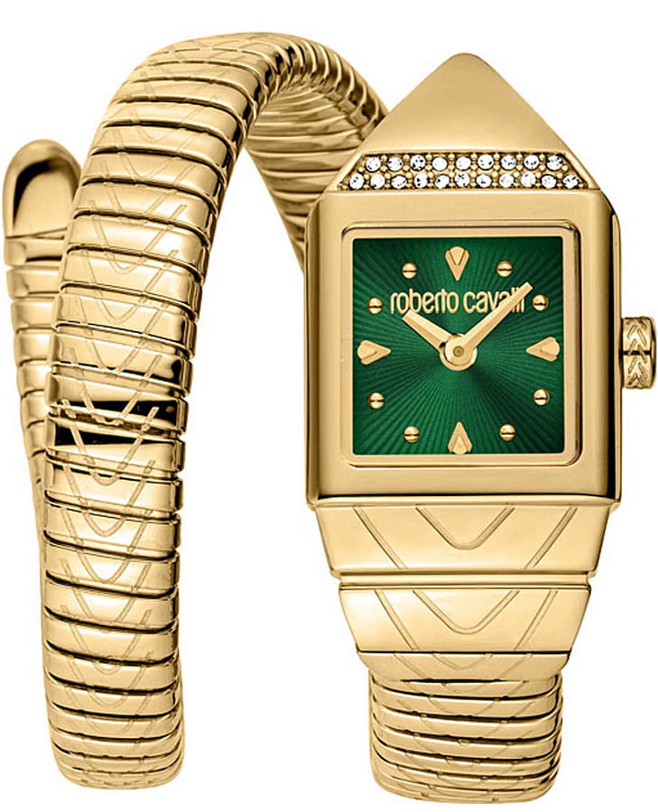 Часы Roberto Cavalli Serpente Quadro RC5L076M0035 — женские, зеленый