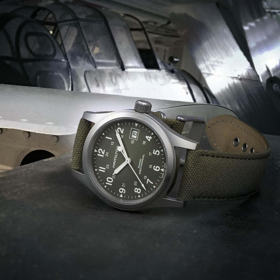 Часы Hamilton Khaki Field Mechanical H69439363 — тканевый, мужские