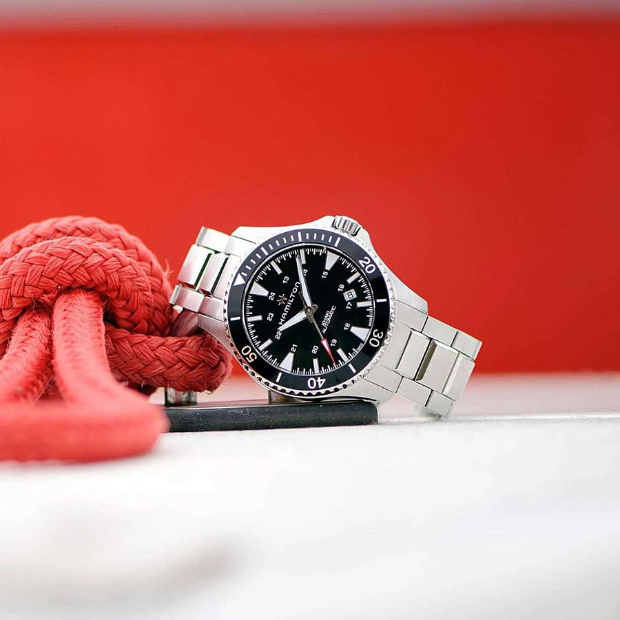 Часы Hamilton Khaki Navy Scuba Auto H82335131 — мужские, серебристый