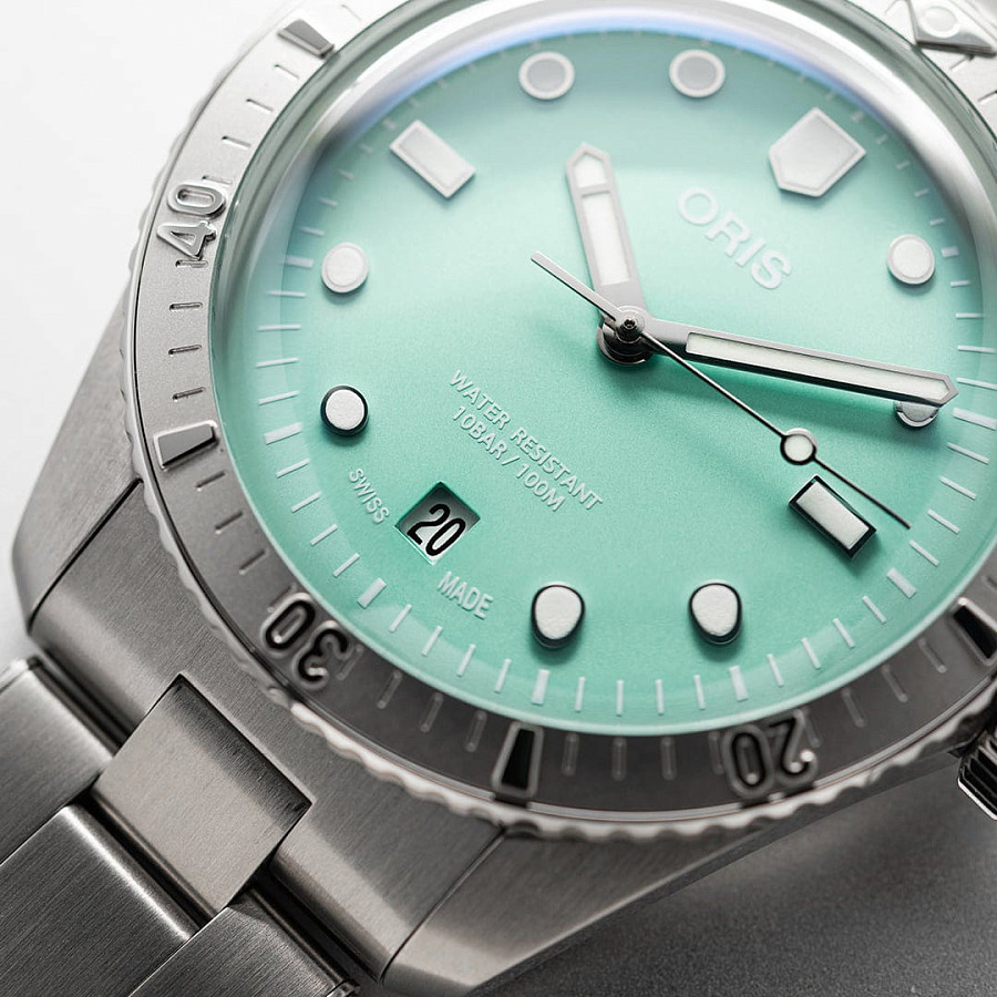 Часы Oris Divers Sixty‑Five 'Cotton Candy' 01 733 7771 4057-07 8 19 18 — сталь, Швейцария