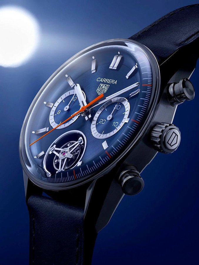 Часы TAG Heuer Carrera Chronograph Tourbillon CBS5010.FC6543 — синий, сталь металл