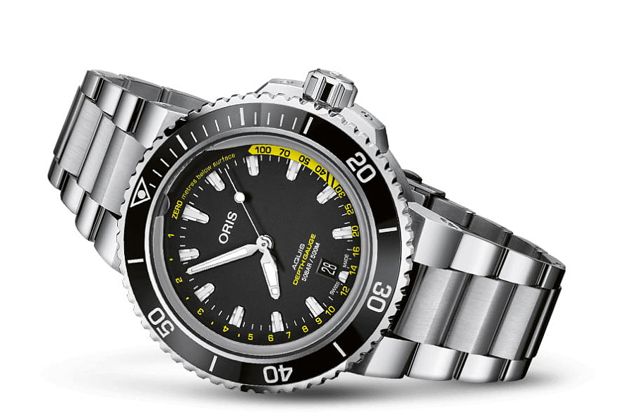 Часы Oris Aquis Depth Gauge 01 733 7755 4154-Set MB — механические, сталь металл