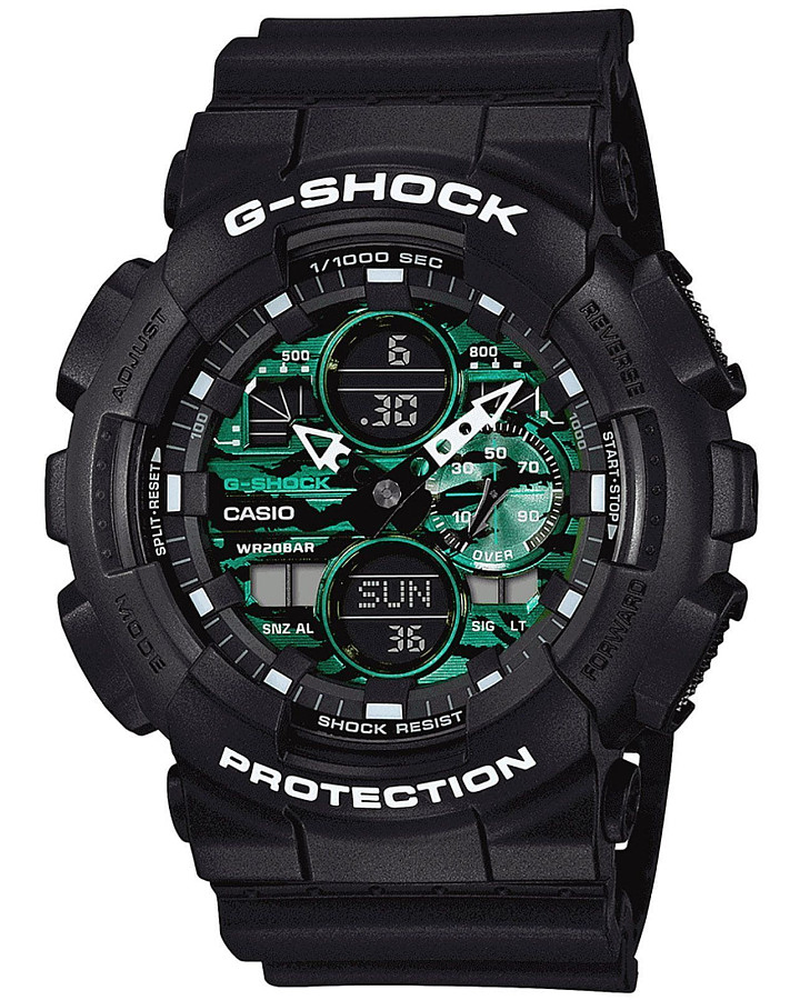 Часы Casio G-Shock GA-140MG-1A — мужские, зеленый