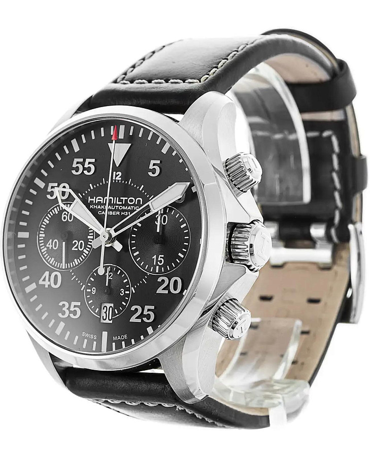 Часы Hamilton Khaki Aviation Pilot Pioneer Auto Chrono H64666735 — механические, сталь металл