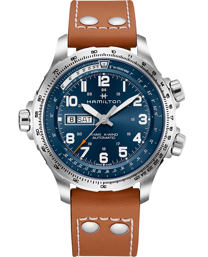 Часы Hamilton Khaki Aviation X Wind Day Date Auto Chrono H77765541 — мужские, синий