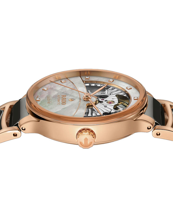 Часы Rado Centrix Automatic Diamonds Open Heart R30029912 — высокотехнологичная керамика + нержавеющая сталь с pvd покрытием, женские