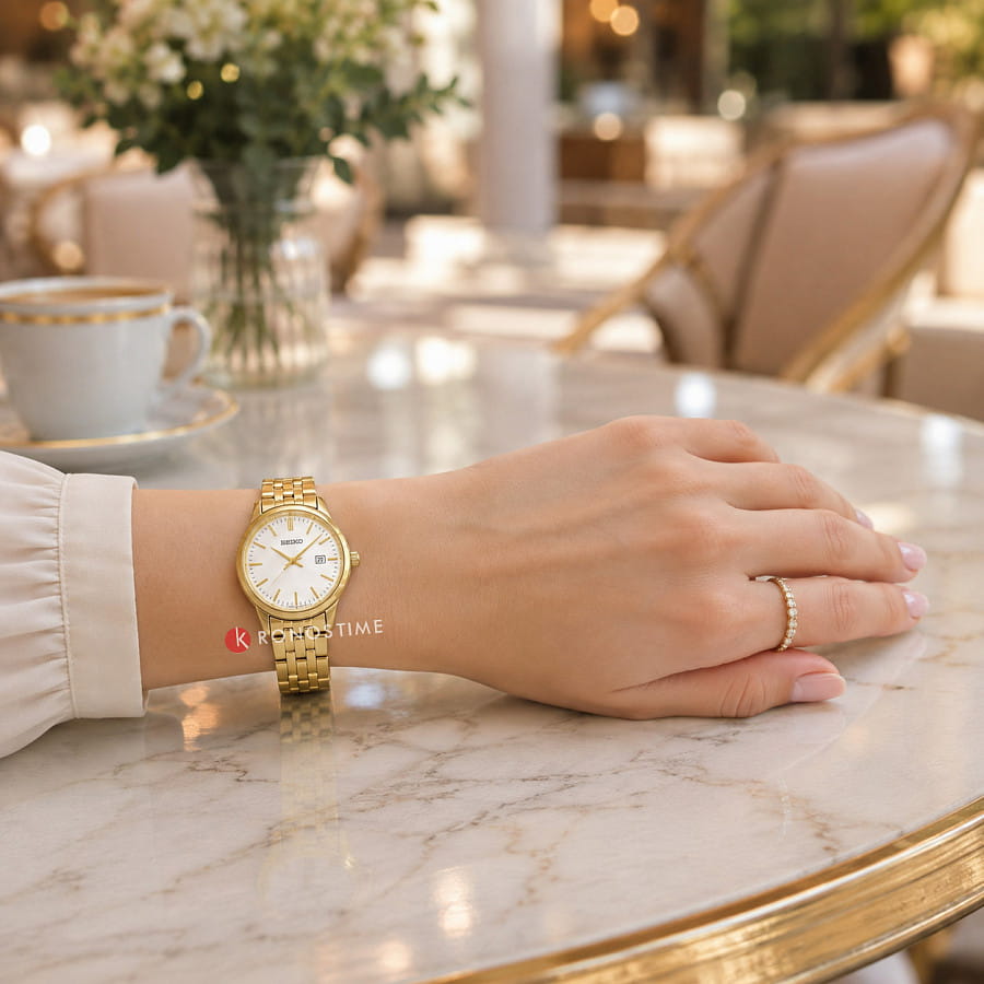 Часы Seiko CS Dress Discover More SUR412P1 — женские, золотистый