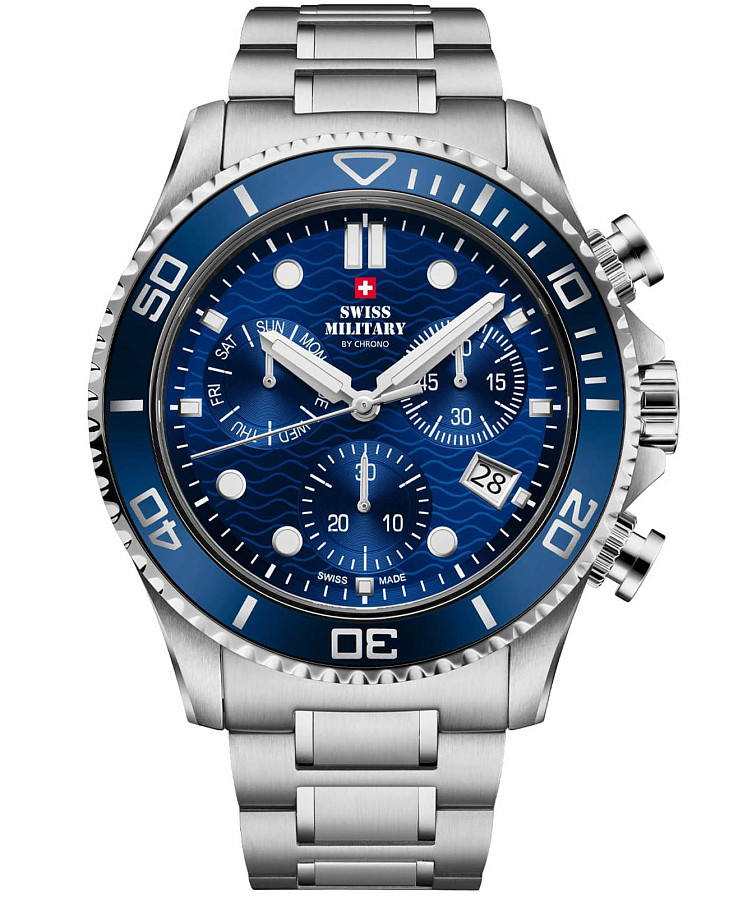 Часы Swiss Military by Chrono XL Chronograph SM34101.02 — мужские, синий