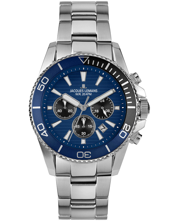 Часы Jacques Lemans Liverpool Diver 1-2206H — мужские, синий