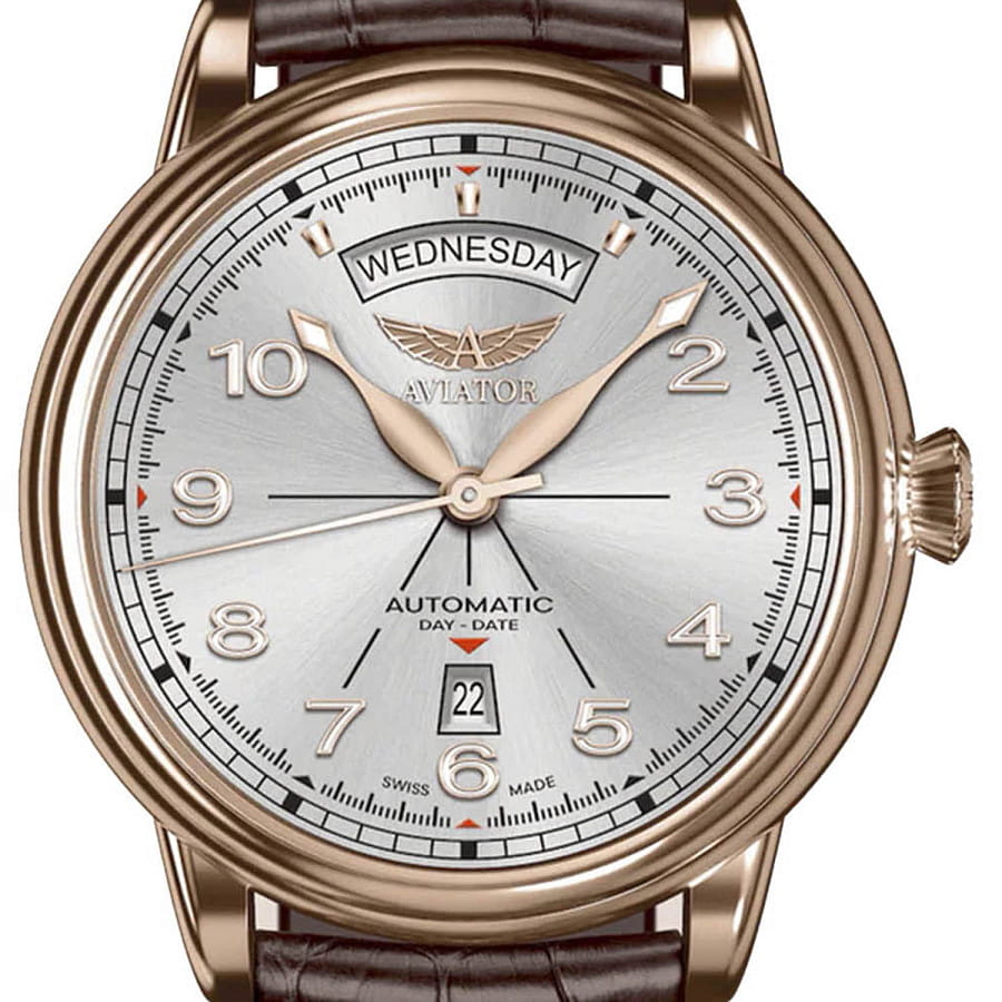 Часы Aviator Douglas Day-Date V.3.44.2.400.4 — механические, металл сталь