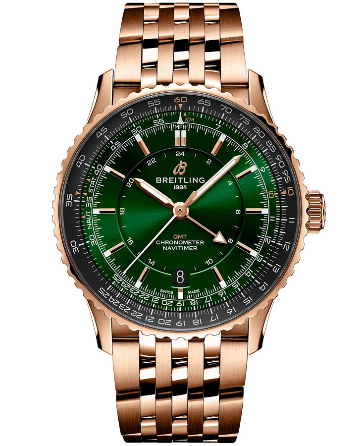 Часы Breitling Navitimer Automatic GMT 41 R32310251L1R1 — мужские, зеленый