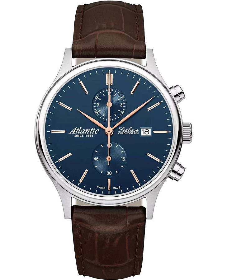 Часы Atlantic Seabase Quartz Chronograph Edition 64452.41.51R — мужские, синий
