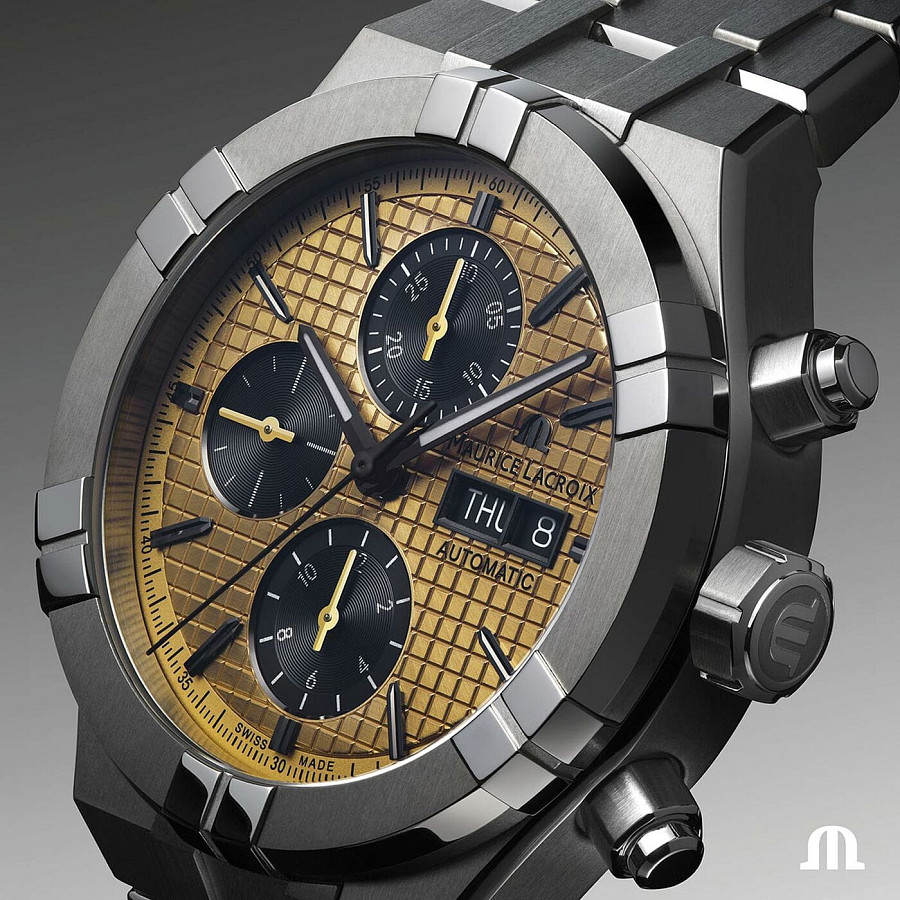 Часы Maurice Lacroix Aikon Automatic Titanium Chronograph AI6038-TT032-530-1 — механические, титан