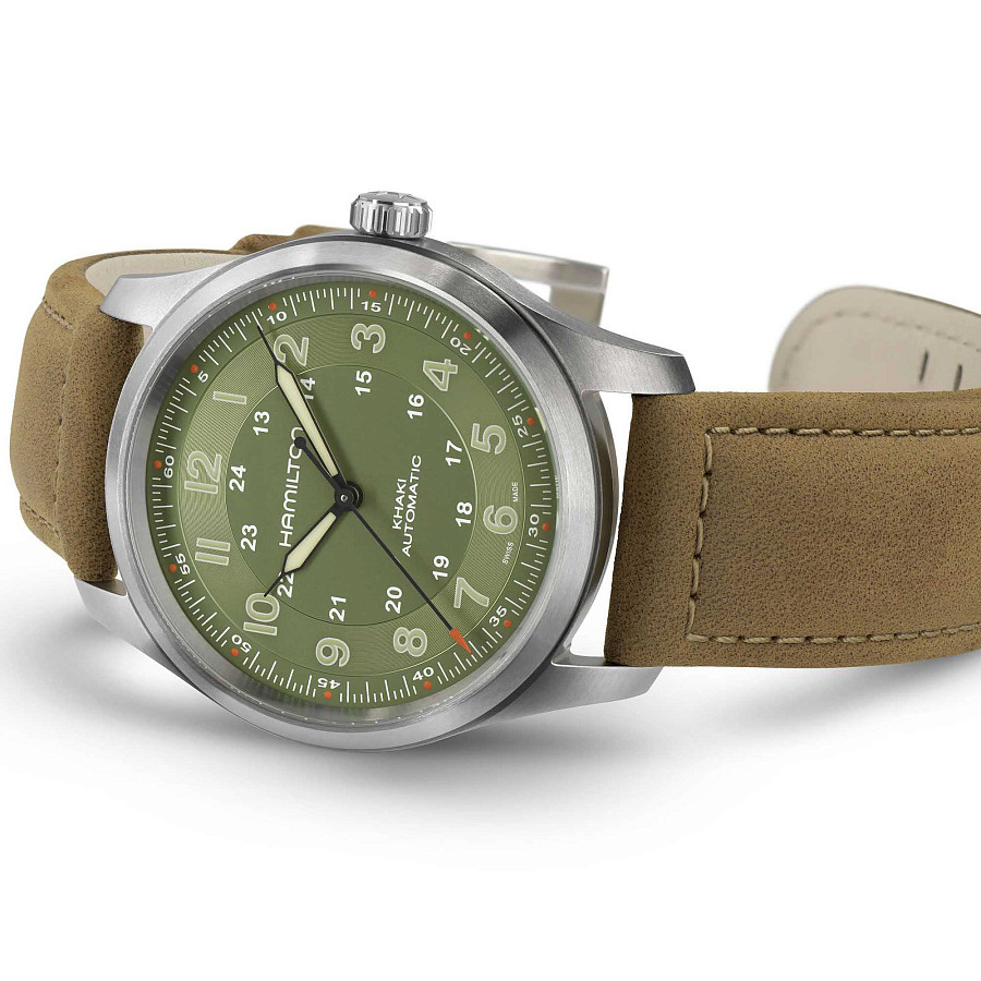 Часы Hamilton Khaki Field Titanium Auto H70205860 — мужские, коричневый