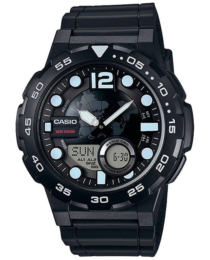 Часы Casio Illuminator AEQ-100W-1AVDF (AEQ-100W-1A) — мужские, черный