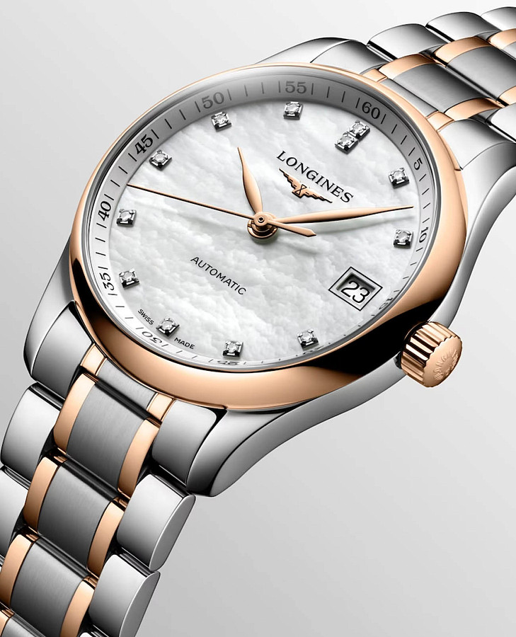 Часы Longines Master Collection L2.357.5.89.7 — женские, нержавеющая сталь и 18 каратное розовое золото