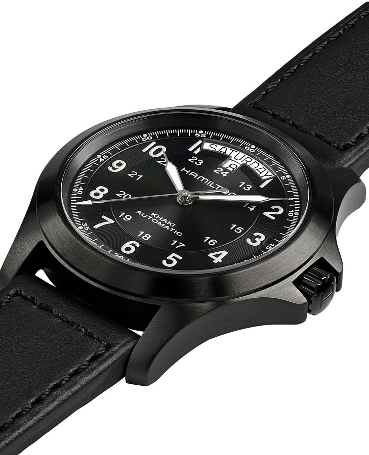 Часы Hamilton Khaki Field King H64465733 — мужские, кожаный