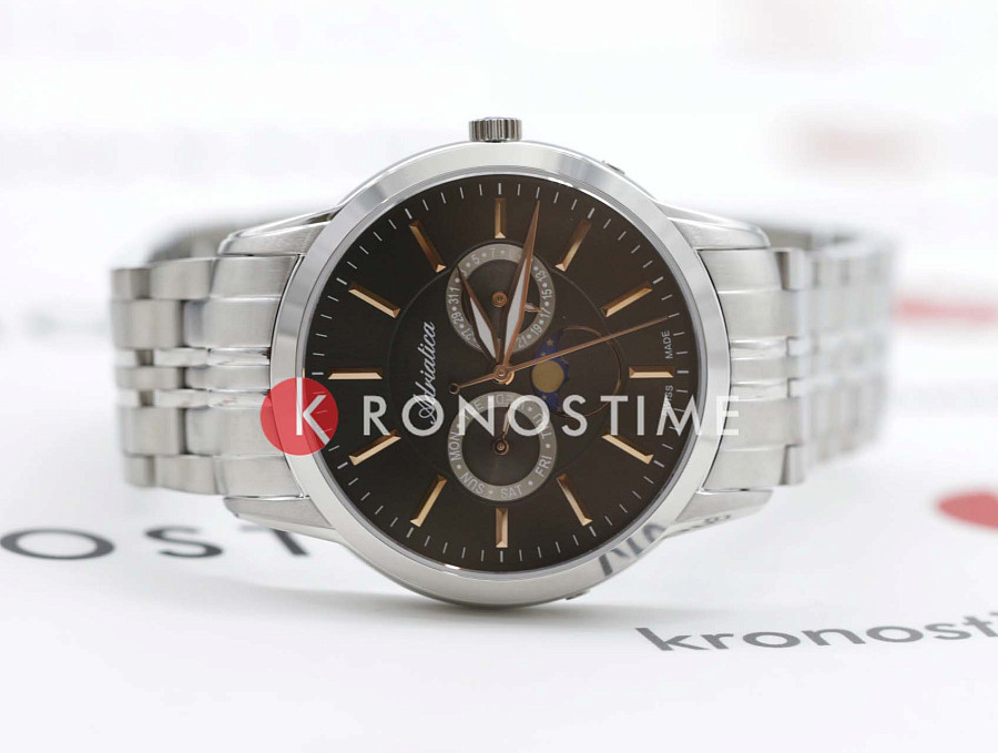 Часы Adriatica Moonphase A8306.51R7QF — металл сталь, Швейцария