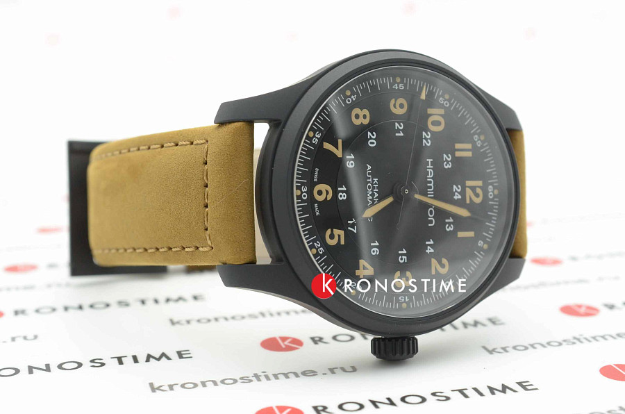 Часы Hamilton Khaki Field Titanium Auto H70665533 — мужские, кожаный