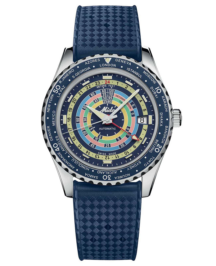 Часы Mido Ocean Star Decompression Worldtimer 200 M026.829.17.041.00 — мужские, цветной