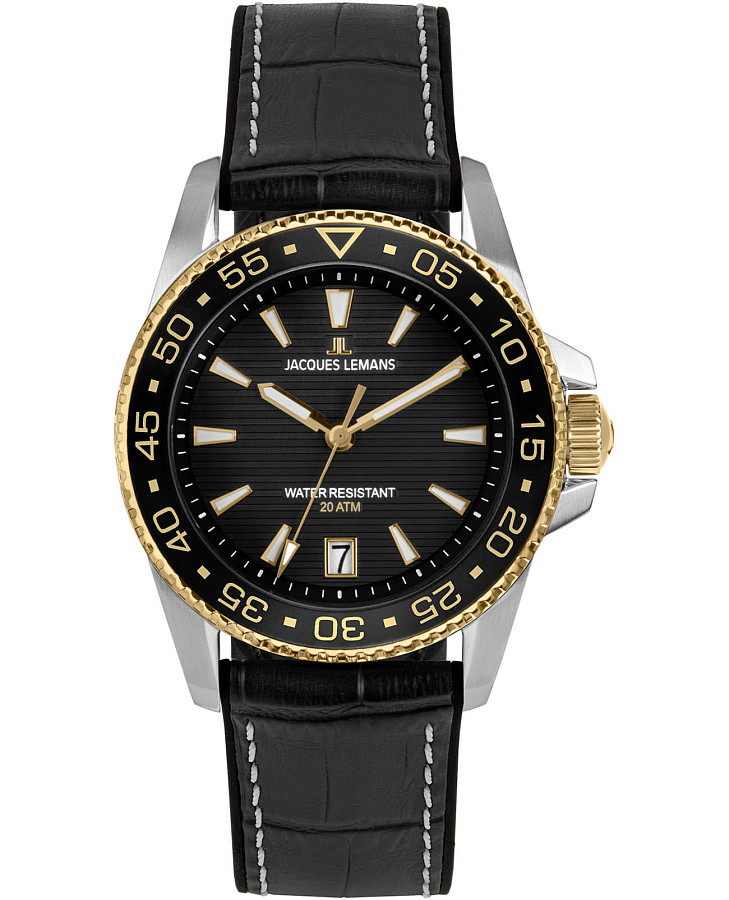 Часы Jacques Lemans Liverpool Diver 1-2205G — мужские, черный