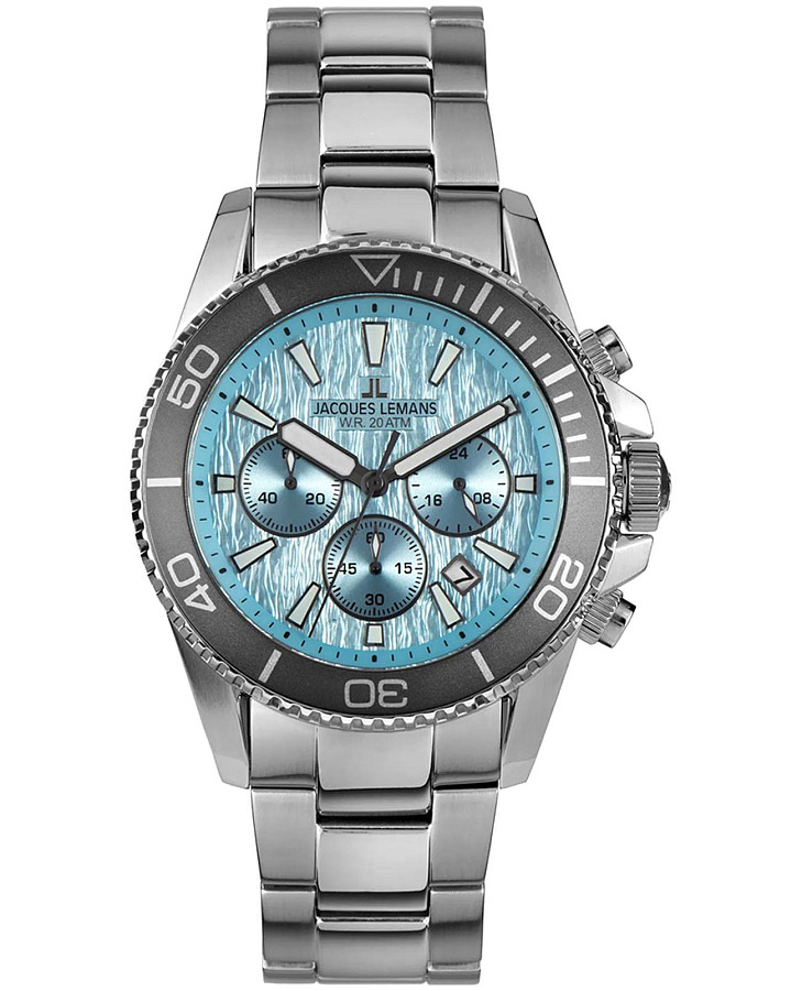 Часы Jacques Lemans Liverpool Diver 1-2206K — мужские, голубой