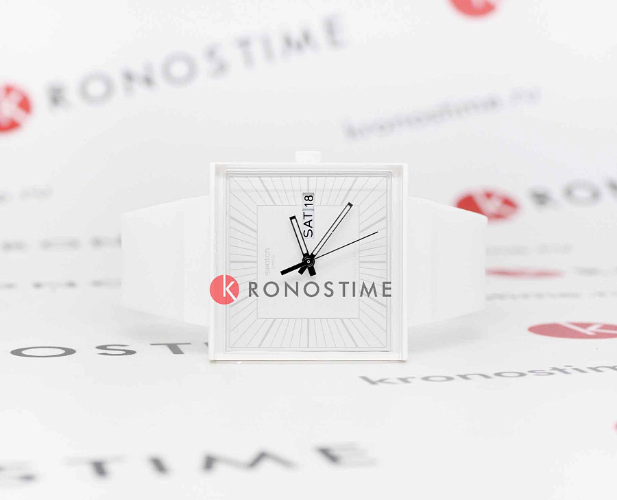 Часы Swatch Square Bioceramic Standard SO34W700 — кварцевые, биокерамика